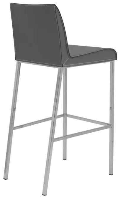 Cam-B Bar Stool In Gray With Polished Stainless Steel Legs - Set Of 2