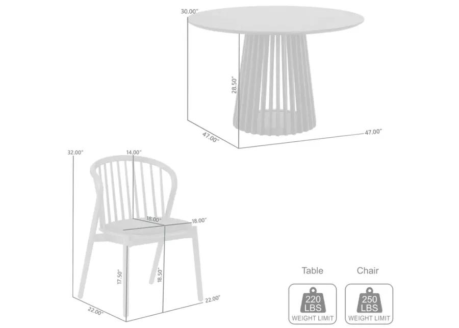 Pasadena Echo 5 Piece Round Dining Set with Black Oak Finish Table and Walnut Finish Chairs