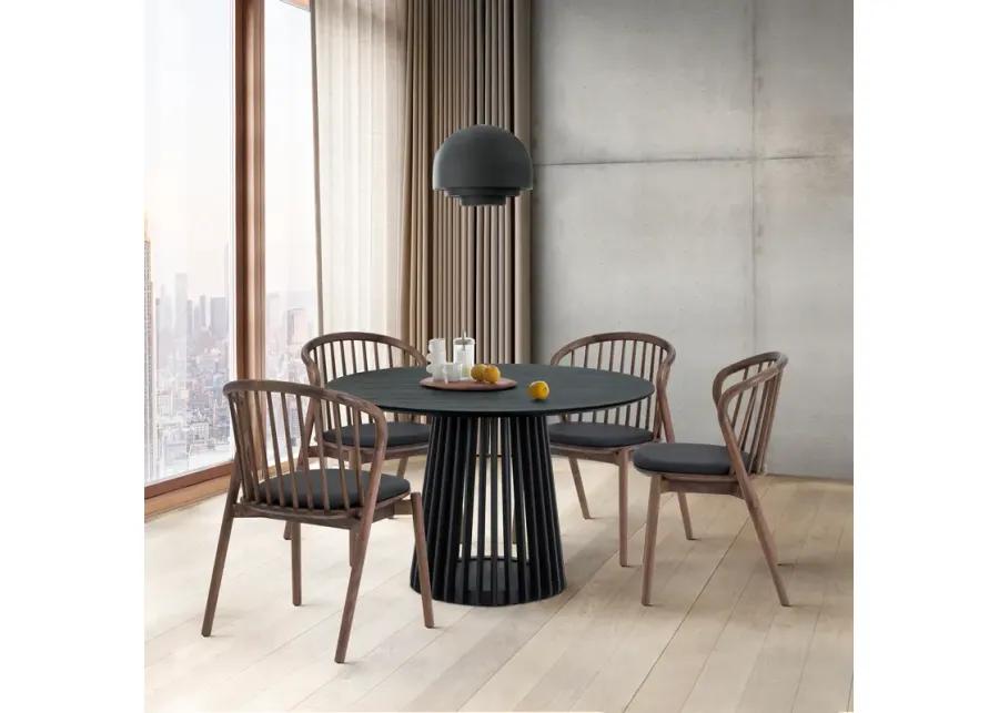 Pasadena Echo 5 Piece Round Dining Set with Black Oak Finish Table and Walnut Finish Chairs