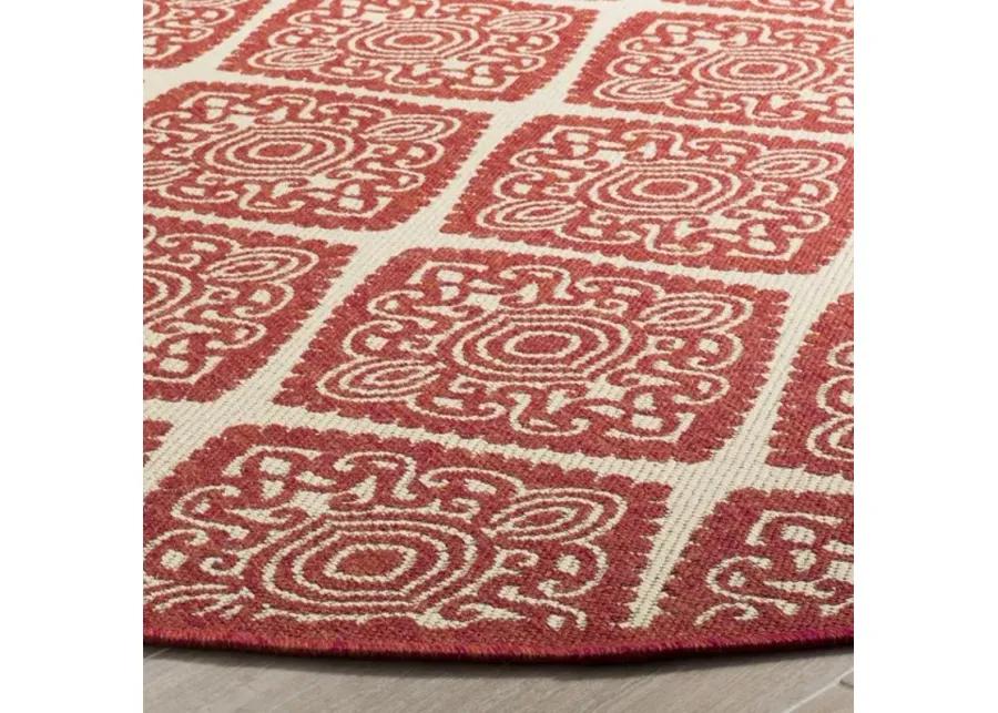 LINDEN 132 Collection LND132Q-6R Red / Creme 6'-7" X 6'-7" Round