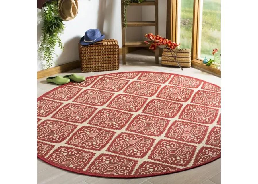 LINDEN 132 Collection LND132Q-6R Red / Creme 6'-7" X 6'-7" Round