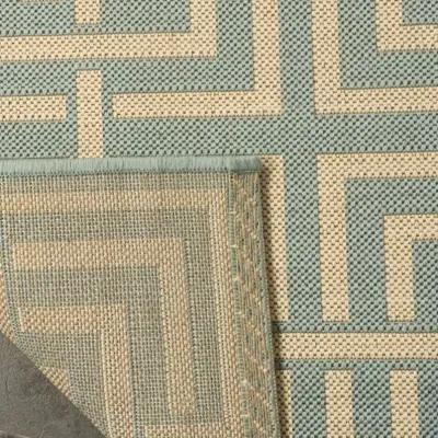 LINDEN 128 Collection LND128K-6SQ Aqua / Cream 6'-7" X 6'-7" Square