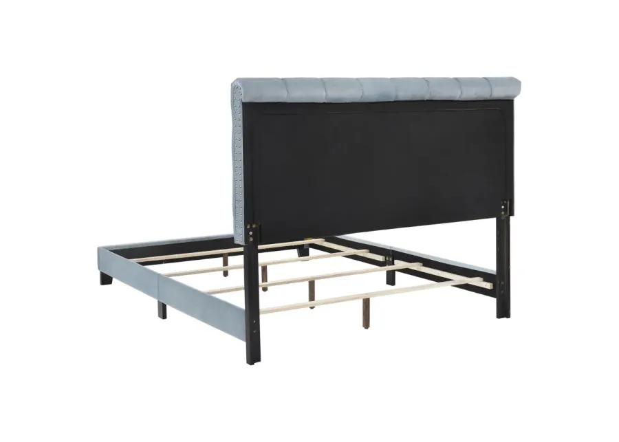 Warner Queen Upholstered Bed Slate Blue