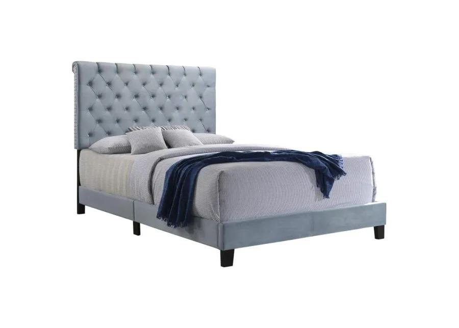 Warner Queen Upholstered Bed Slate Blue