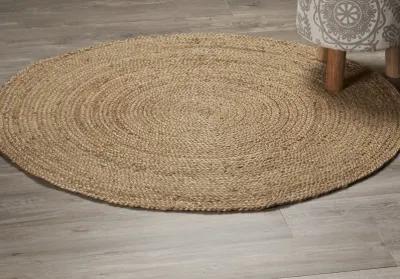 Nature Tan Contemporary Gradient Organic Jute Indoor Round Area Rug 7'6"