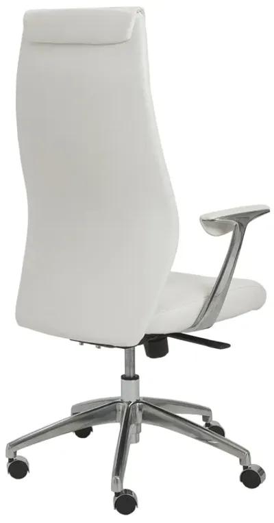 Crosby High Back Office Chair in White with Polished Aluminum Base