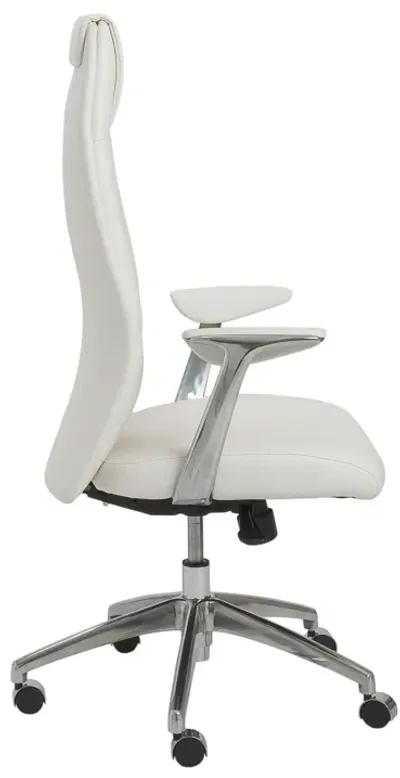 Crosby High Back Office Chair in White with Polished Aluminum Base