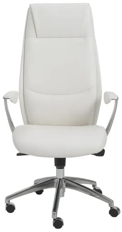 Crosby High Back Office Chair in White with Polished Aluminum Base