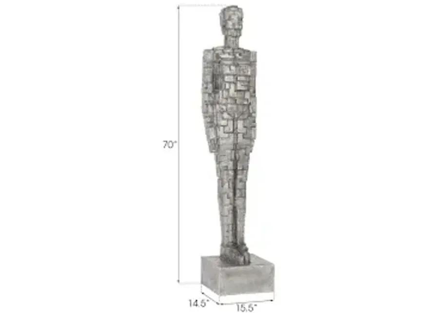 puzzle woman sculpture, black/silver, aluminum