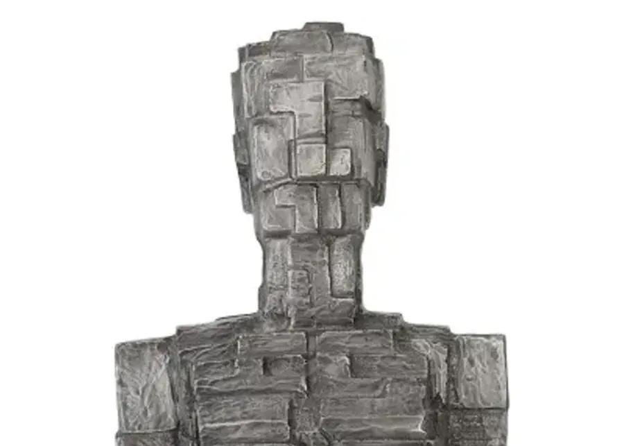 puzzle woman sculpture, black/silver, aluminum