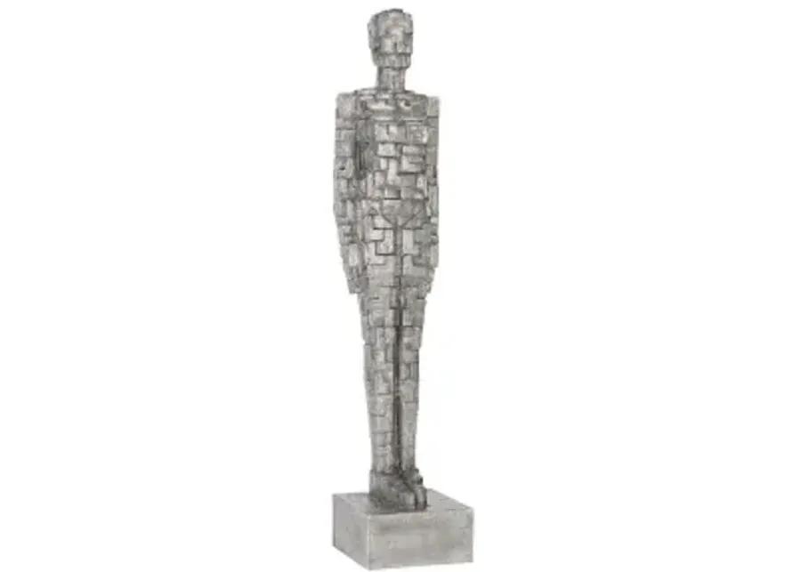 puzzle woman sculpture, black/silver, aluminum