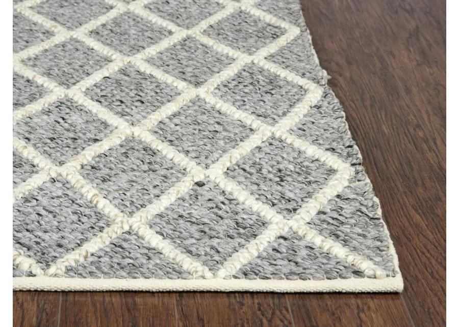 Ewe Complete me Gray Diamond/Woven Wool/Polyester 9'x12' Rectangle Rug