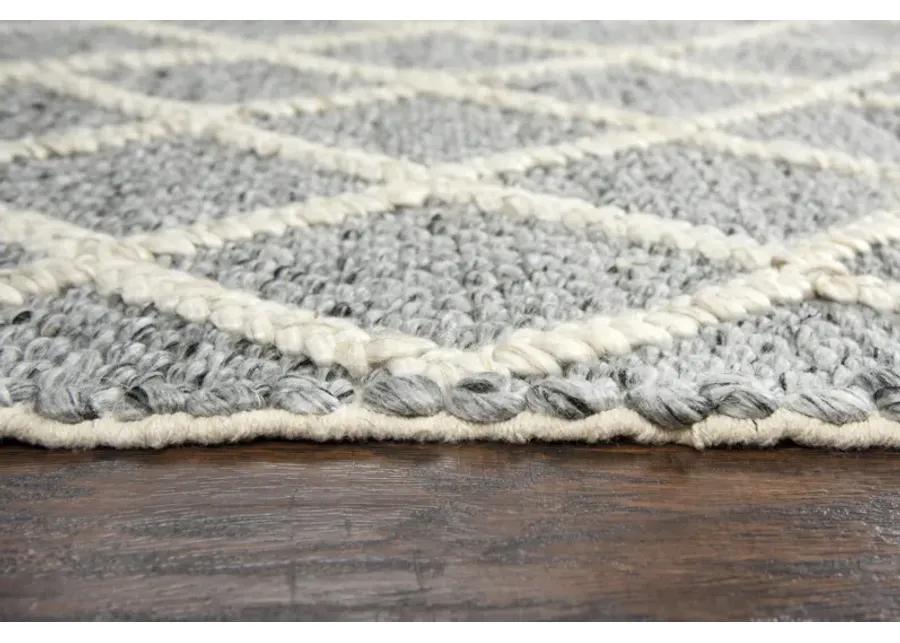 Ewe Complete me Gray Diamond/Woven Wool/Polyester 9'x12' Rectangle Rug