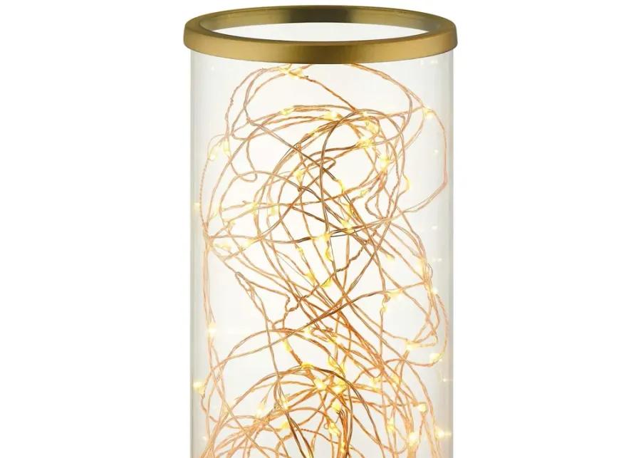 Adore Cylindrical-Shaped Clear Glass And Brass Table Lamp