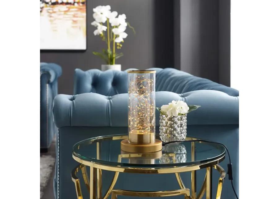 Adore Cylindrical-Shaped Clear Glass And Brass Table Lamp