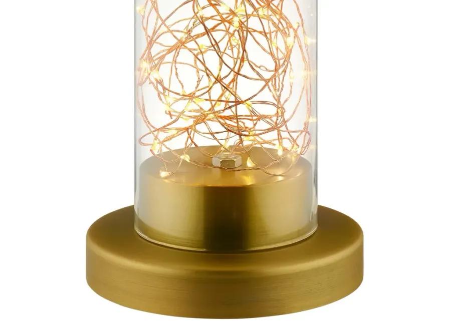 Adore Cylindrical-Shaped Clear Glass And Brass Table Lamp