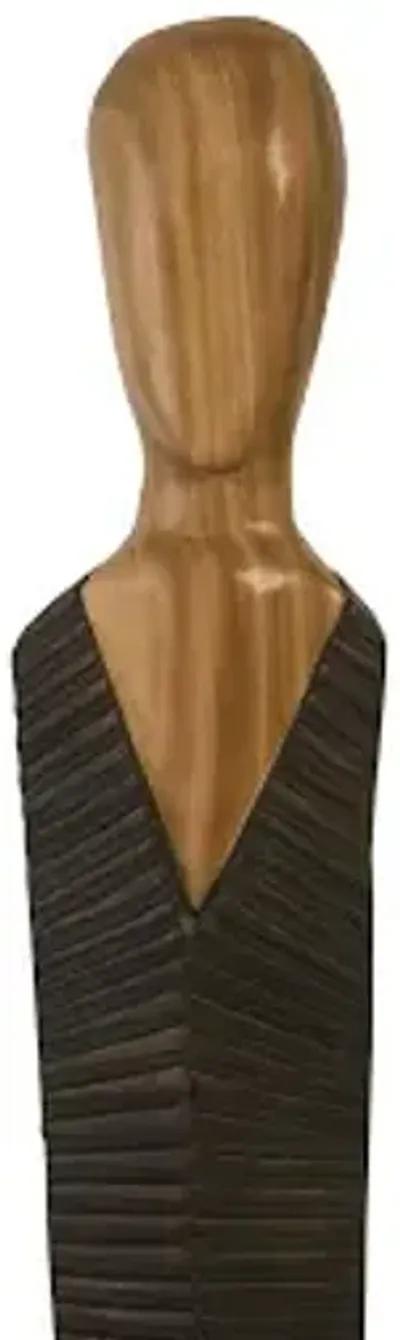 vested male sculpture, small, chamcha, natural, black, copper