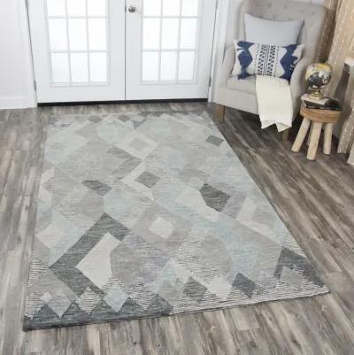 Idyllic Dark Gray Geometric Wool 10' x 13' Rectangle Rug