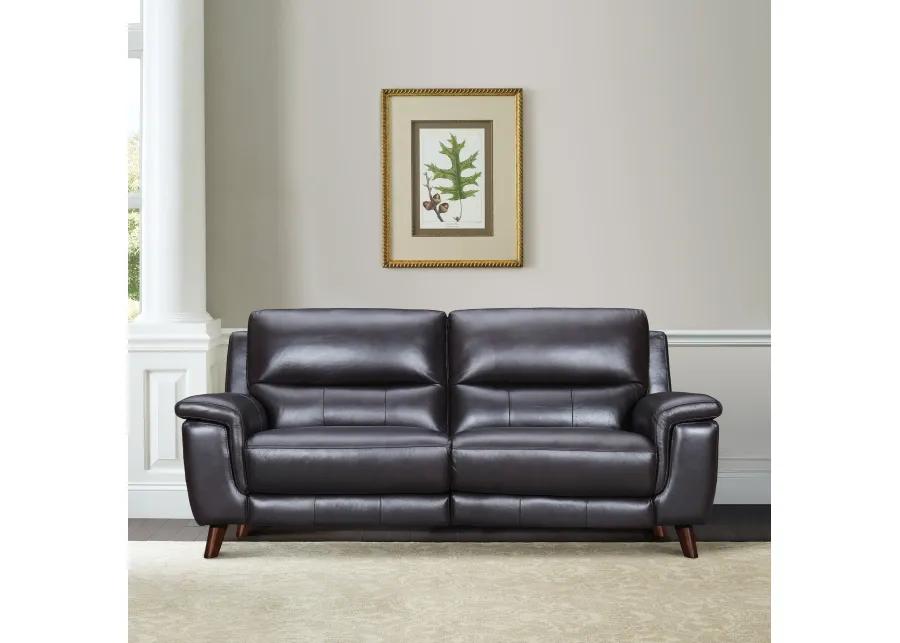 Lizette 78" Brown Leather Power Recliner Sofa with USB