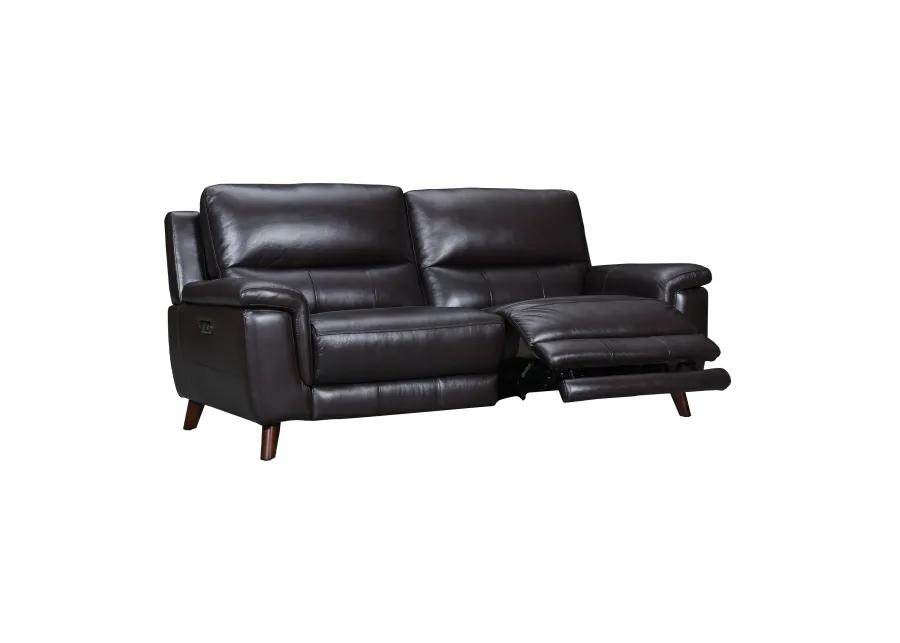 Lizette 78" Brown Leather Power Recliner Sofa with USB