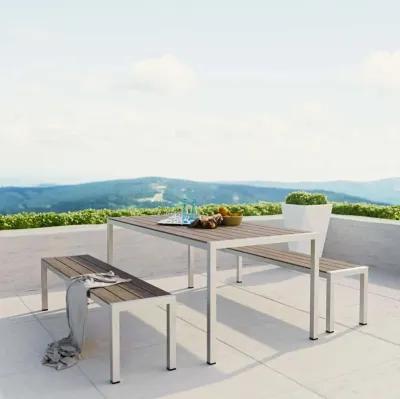 Shore 3 Piece Outdoor Patio Aluminum Dining Set