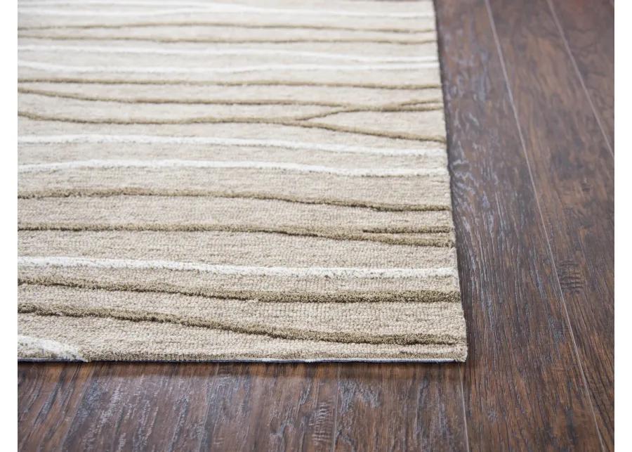 Idyllic Brown/Natural Lines Wool 2'6" x 8' Runner Rug