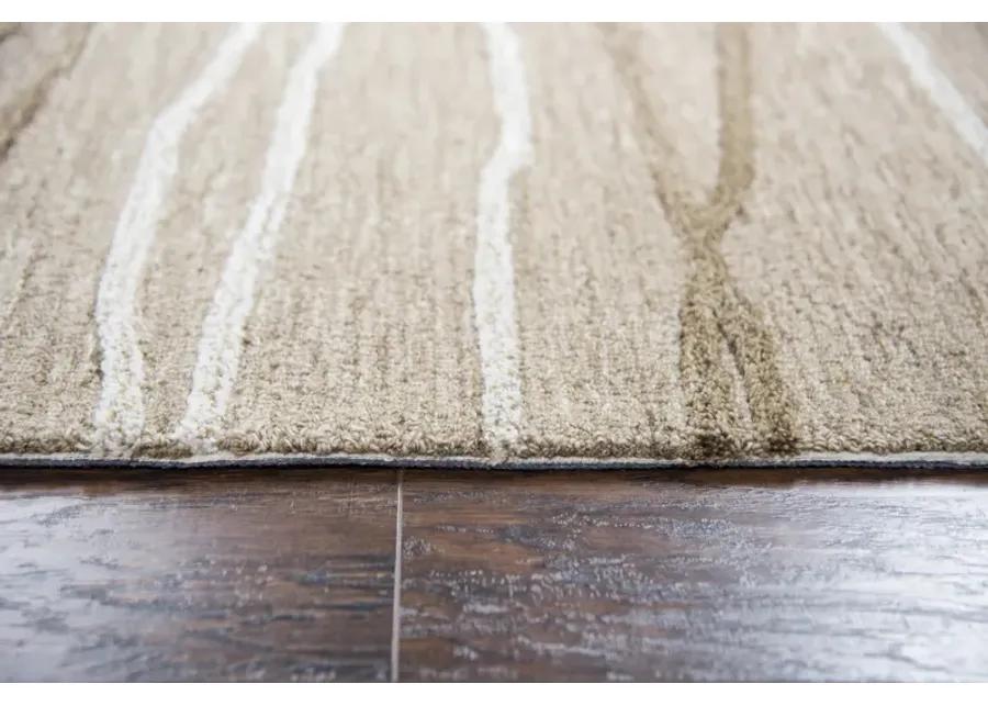 Idyllic Brown/Natural Lines Wool 2'6" x 8' Runner Rug