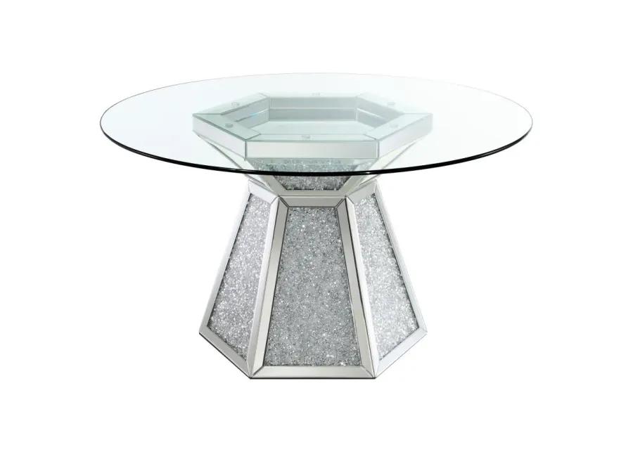 Quinn 5-piece Hexagon Pedestal Dining Room Set Mirror and Grey