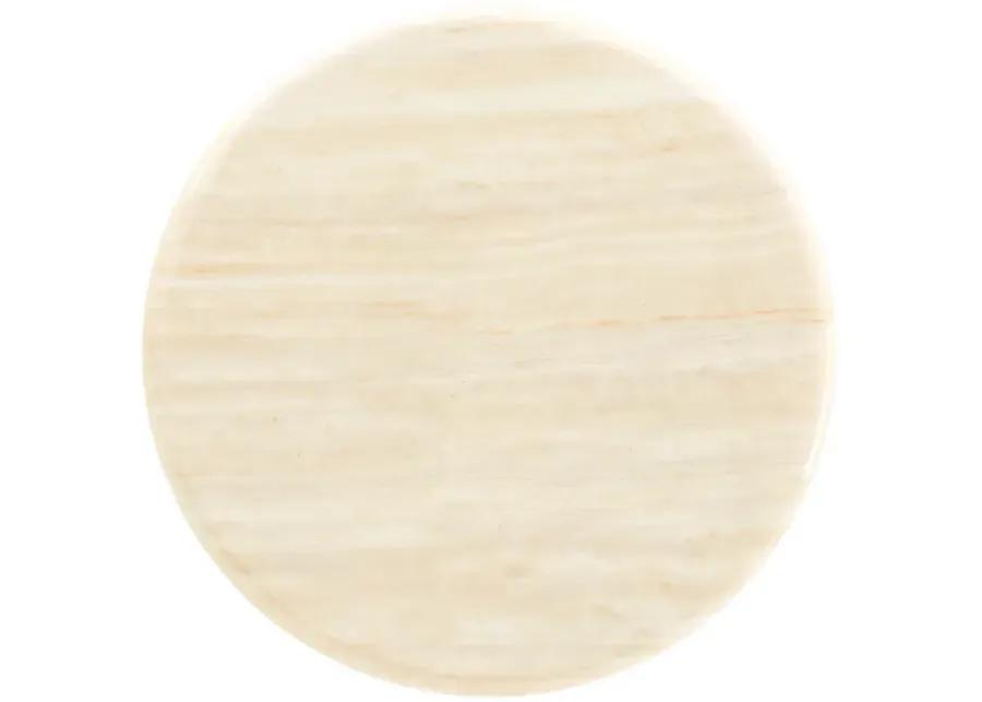 Lippa 20" Round Artificial Travertine  Side Table