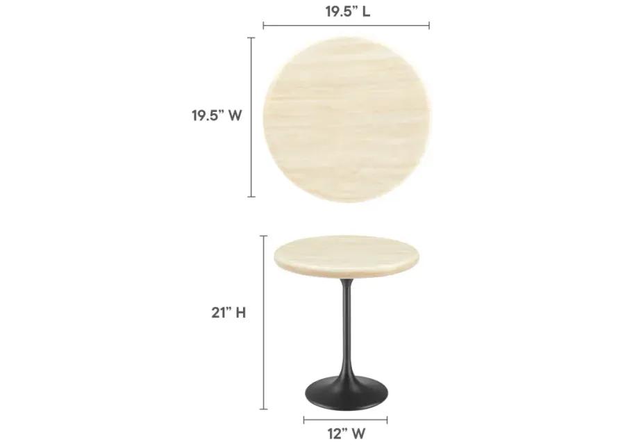 Lippa 20" Round Artificial Travertine  Side Table