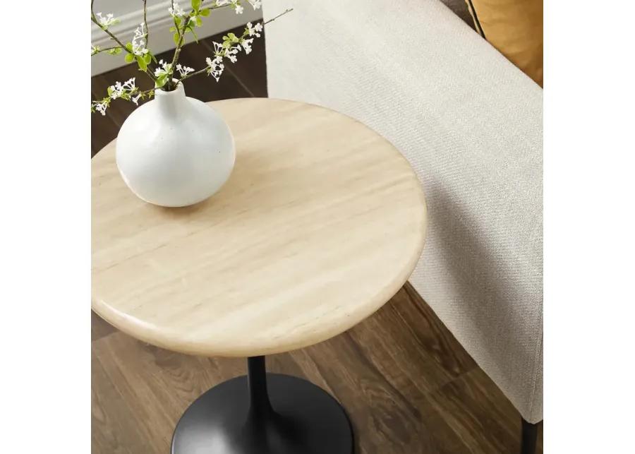 Lippa 20" Round Artificial Travertine  Side Table