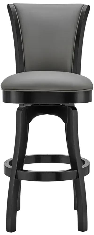 Raleigh 26" Counter Height Swivel Barstool in Black Finish and Gray Faux Leather