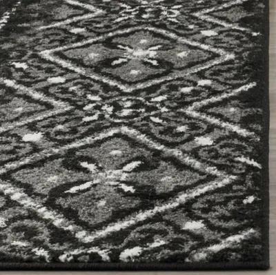 Adirondack Contemporary Black / Silver 2'-6" X 10' Powerloomed Rug