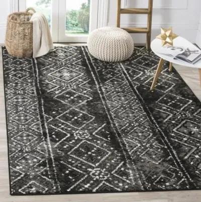 Adirondack Contemporary Black / Silver 2'-6" X 10' Powerloomed Rug