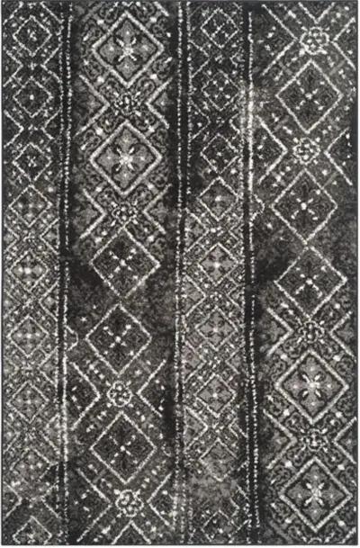 Adirondack Contemporary Black / Silver 2'-6" X 10' Powerloomed Rug