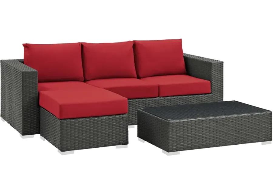 Sojourn 3 Piece Outdoor Patio Sunbrella® Sectional Set