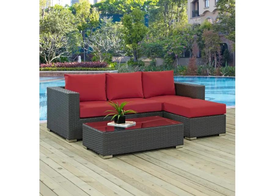 Sojourn 3 Piece Outdoor Patio Sunbrella® Sectional Set