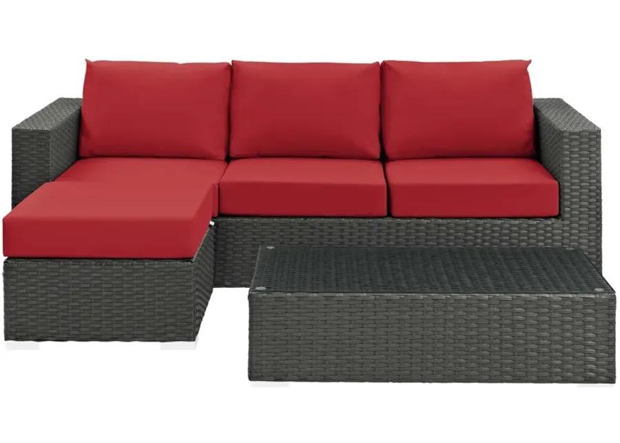 Sojourn 3 Piece Outdoor Patio Sunbrella® Sectional Set