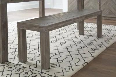 Herringbone Solid Wood Dining Bench in Rustic Latte