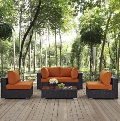 Convene 5 Piece Outdoor Patio Sectional Set