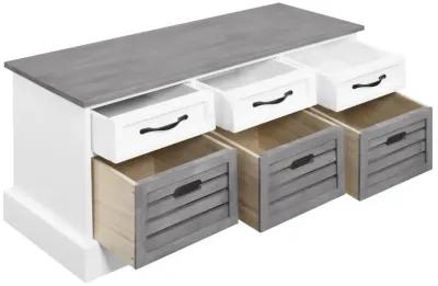 Alma 3-drawer Storage Bench White and Weathered Grey