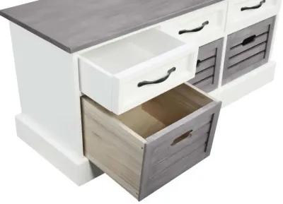 Alma 3-drawer Storage Bench White and Weathered Grey