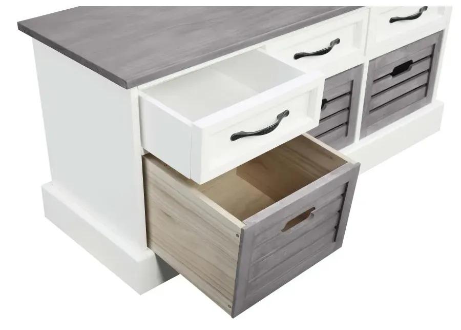 Alma 3-drawer Storage Bench White and Weathered Grey