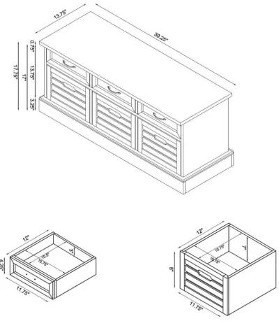 Alma 3-drawer Storage Bench White and Weathered Grey