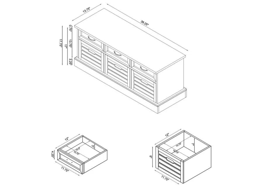 Alma 3-drawer Storage Bench White and Weathered Grey