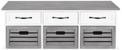 Alma 3-drawer Storage Bench White and Weathered Grey