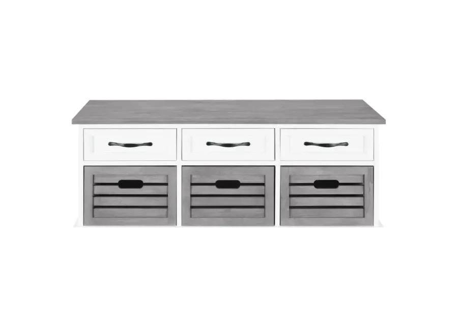 Alma 3-drawer Storage Bench White and Weathered Grey