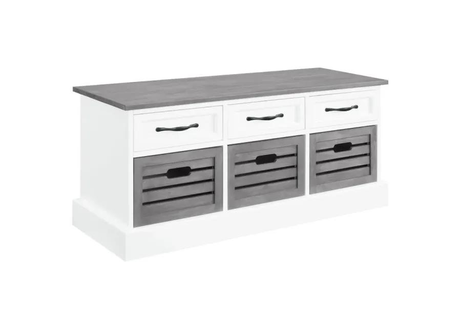 Alma 3-drawer Storage Bench White and Weathered Grey