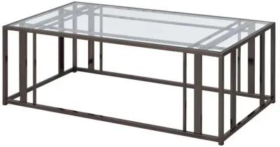 Adri Rectangular Glass Top Coffee Table Clear and Black Nickel