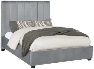 Arles Queen Vertical Channeled Tufted Bed Grey